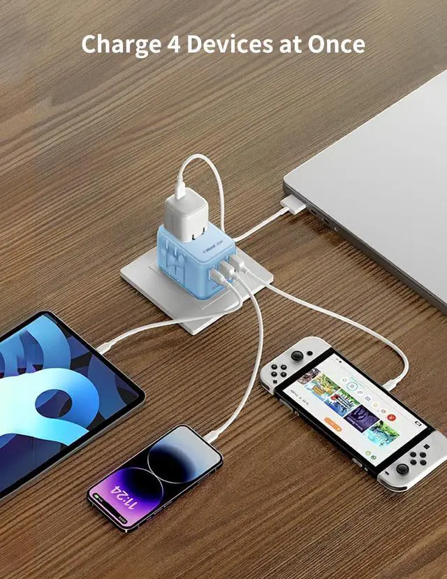 Alt view image 4 of 7 - MOMAX Universal Travel Adapter, 20W GaN Fast International Power Adapter, 2 USB A & 1 USB C, Worldwide Travel Plug Adapter, International Power Adapter for Europe, USA, Japan, Australia (Type C/A/G/I)