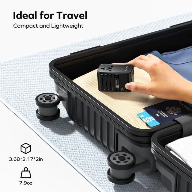 Alt view image 7 of 7 - MOMAX Universal Travel Adapter, International Power Plug Adapter with 1 USB C (PD 70W), 2 USB A Ports, 1USB-C Cable (PD 70W), All-in-One Worldwide Wall Charger for USA European UK AUS (Type C/G/A/I)