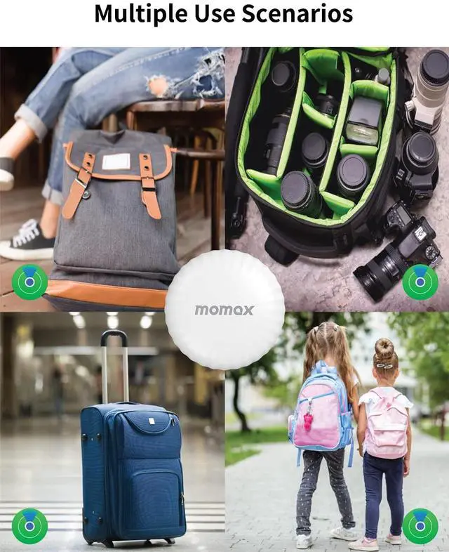 Alt view image 6 of 7 - MOMAX Key Finder, Tracker Tag, Works with Apple Find My (iOS Only), Key Tracker with APP,Sound Location, Key Locator Tracker for Luggage, Suitcase, Wallet, Pet, Kid, White