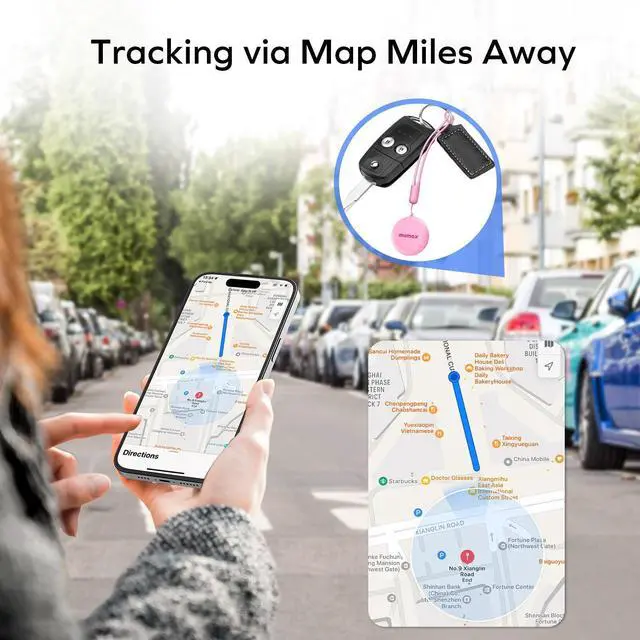 Alt view image 3 of 5 - MOMAX Key Tracker, Locator Tag Works with Apple Find My (iOS only), Portable Smart Tracker with Strap, Waterproof Item Finder for Kid/Luggage/Wallet/Bag/Backpack/Suitcase, Pink 1Pack