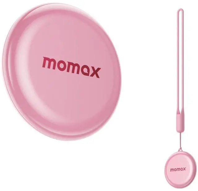 Main image of MOMAX Key Tracker, Locator Tag Works with Apple Find My (iOS only), Portable Smart Tracker with Strap, Waterproof Item Finder for Kid/Luggage/Wallet/Bag/Backpack/Suitcase, Pink 1Pack