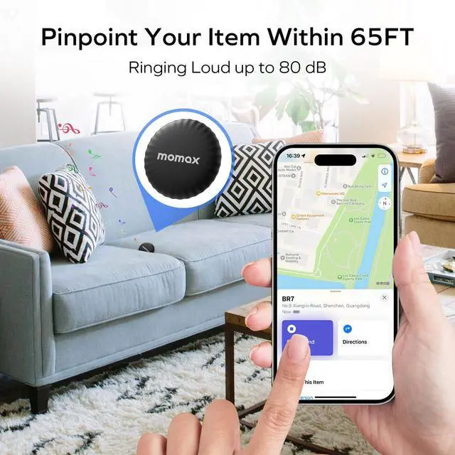 Alt view image 4 of 7 - MOMAX Item Finder, Lost Key Finder Works with Apple Find My(iOS Only), Finder with APP, Sound Location, 1 Year Replaceable Battery, Key Locator for Luggage, Suitcase, Wallet