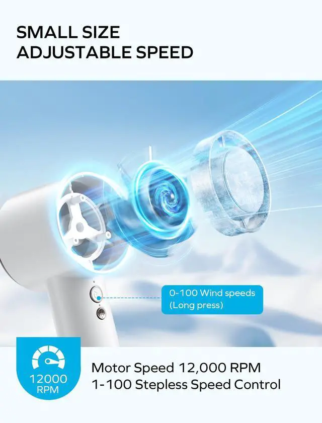 Alt view image 5 of 6 - MOMAX Handheld Fan with Ice Cooling, Fast Cooling to 46°F, USB Rechargeable, Mini Fan with 12000RPM, Portable Fan for Summer/Outdoor, Gifts for Women and Child