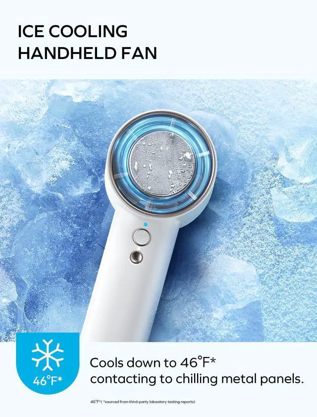 Alt view image 3 of 6 - MOMAX Handheld Fan with Ice Cooling, Fast Cooling to 46°F, USB Rechargeable, Mini Fan with 12000RPM, Portable Fan for Summer/Outdoor, Gifts for Women and Child