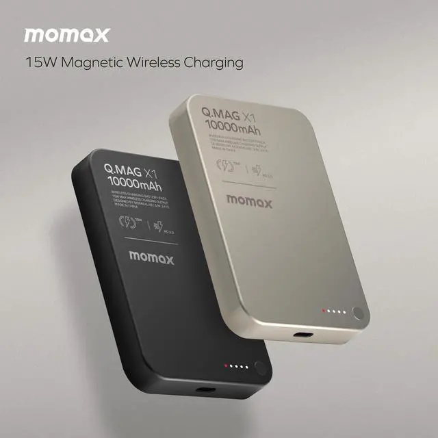 Alt view image 4 of 5 - MOMAX Q.MAG Portable Charger Wireless 10000mAh, 0.5" Slim Power Bank Fast Charging Magnetic Battery Pack for iPhone Air/17 Pro Max/17 Pro/16/15/14/13/12 (1*USBC Port PD20W, No Lightning)