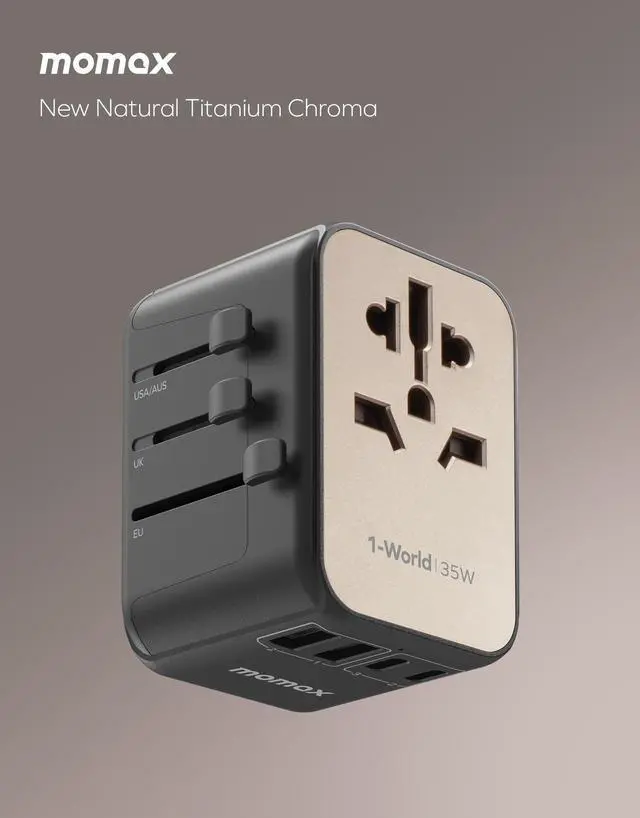 Alt view image 4 of 7 - MOMAX Universal Travel Adapter, PD 35W Fast International Power Adapter, 3 USB C & 2 USB A, Worldwide Travel Plug Adapter, International Power Adapter for Europe, USA, Japan, Australia (Type C/A/G/I)
