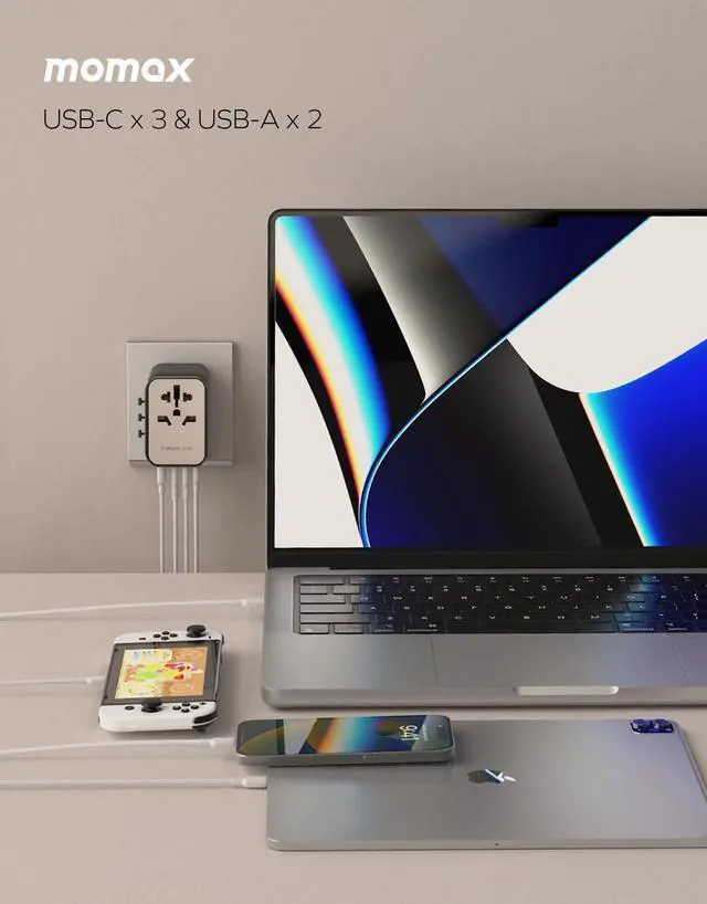 Alt view image 5 of 7 - MOMAX Universal Travel Adapter, PD 35W Fast International Power Adapter, 3 USB C & 2 USB A, Worldwide Travel Plug Adapter, International Power Adapter for Europe, USA, Japan, Australia (Type C/A/G/I)