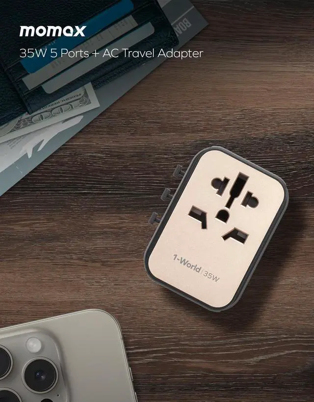 Alt view image 6 of 7 - MOMAX Universal Travel Adapter, PD 35W Fast International Power Adapter, 3 USB C & 2 USB A, Worldwide Travel Plug Adapter, International Power Adapter for Europe, USA, Japan, Australia (Type C/A/G/I)