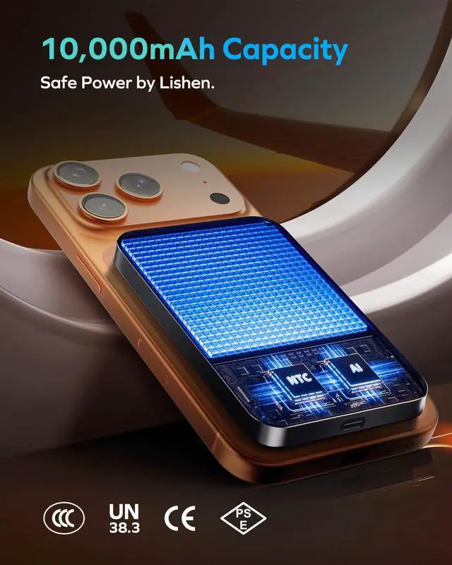 Alt view image 6 of 7 - MOMAX (2026 NEW) Q.Pass Portable Charger, 10000mAh Slim Power Bank Qi2 Certified 15W Ultra-Fast Magnetic Battery Pack for iPhone Air/17Pro Max/17Pro/16/15/14/13/12 (No Lightning)