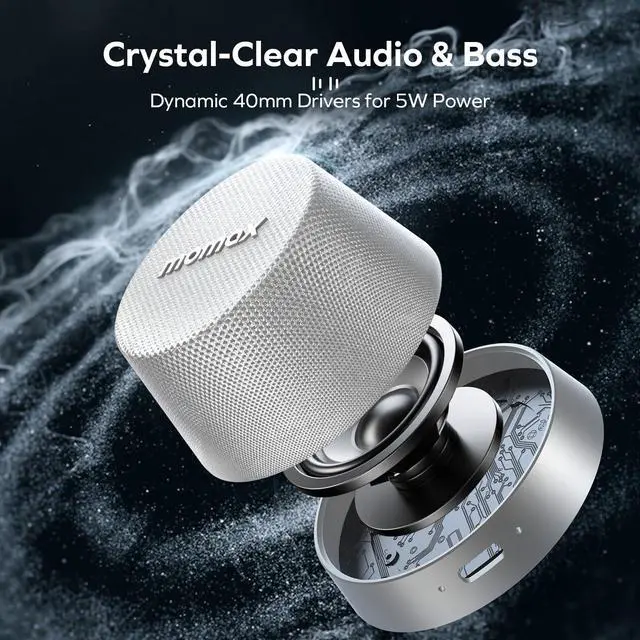 Alt view image 2 of 7 - Magnetic Portable Bluetooth Speaker, IPX6 Waterproof Mini Shower Speaker, Enhanced Bass, 12H Playtime, TWS Stereo, USB-C Outdoor Speaker, Travel & Gift Ideas, Silver