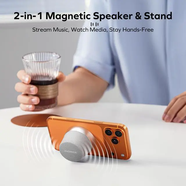Alt view image 7 of 7 - Magnetic Portable Bluetooth Speaker, IPX6 Waterproof Mini Shower Speaker, Enhanced Bass, 12H Playtime, TWS Stereo, USB-C Outdoor Speaker, Travel & Gift Ideas, Silver
