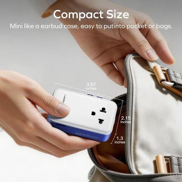 Alt view image 4 of 5 - (2026 NEW) MOMAX Universal Travel Adapter, Ultra-Thin 1-World Pocket 70W GaN International Plug Adapter with 3 USB-C & 1 USB-A Fast Charging All-in-One Wall Charger for USA EU UK AUS (1-Pack, Blue)