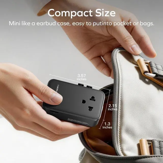 Alt view image 6 of 7 - (2026 NEW) MOMAX Universal Travel Adapter, Ultra-Thin 1-World Pocket 70W GaN International Plug Adapter with 3 USB-C & 1 USB-A Fast Charging All-in-One Wall Charger for USA EU UK AUS (1-Pack, Black)