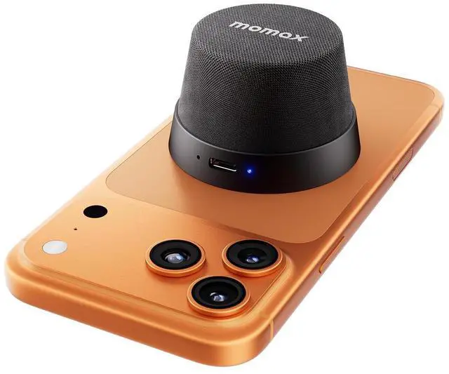 Main image of MOMAX Magnetic Portable Bluetooth Speaker, IPX6 Waterproof Mini Shower Speaker, Enhanced Bass, 12H Playtime, TWS Stereo, USB-C Outdoor Speaker, Travel & Gift Ideas, Black