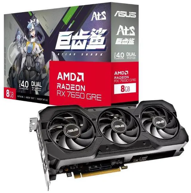 Alt view image 5 of 8 - ASUS ATS Radeon RX 7650 GRE Graphics Card, gaming video card , 8GB GDDR6 128 bit 2775 MHz 18 Gbps, PCI-Express 4.0 - ATS-RX7650GRE-O8G
