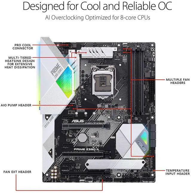 Alt view image 7 of 8 - ASUS Prime Z390-A LGA 1151 (300 Series) Intel Z390 HDMI SATA 6Gb/s USB 3.1 ATX Intel Motherboard