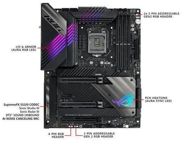 Alt view image 9 of 12 - ASUS ROG Maximus XIII Hero (WiFi 6E) Z590 LGA 1200 (Intel 11th/10th Gen) ATX Gaming Motherboard (PCIe 4.0, 14+2 Power Stages, DDR4 5333+, Dual 2.5Gb LAN, Thunderbolt 4 Onboard, Bluetooth v5.2, Quad M.