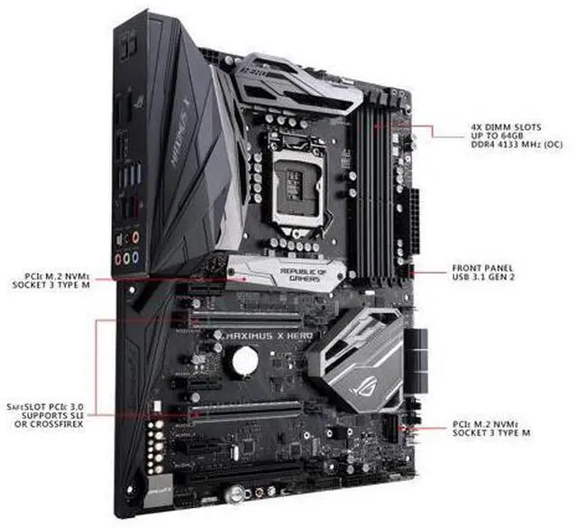 Alt view image 11 of 13 - ASUS ROG Maximus X Hero LGA 1151 (300 Series) Intel Z370 HDMI SATA 6Gb/s USB 3.1 ATX Intel Motherboard