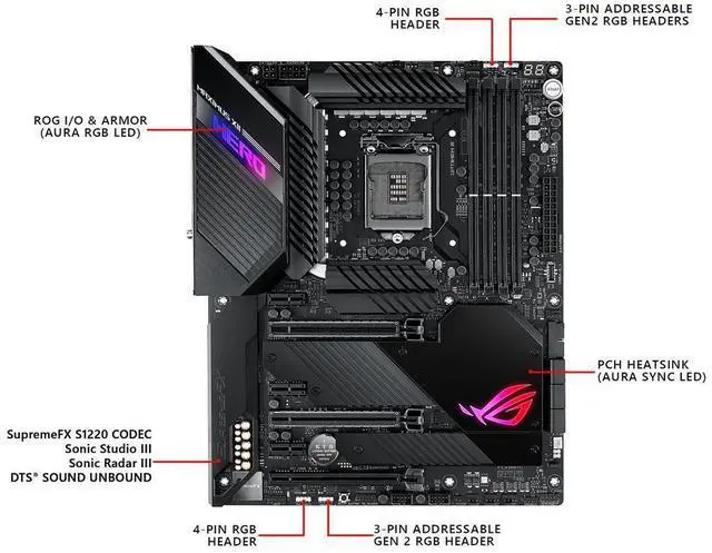 Alt view image 9 of 12 - ASUS ROG MAXIMUS XII HERO Intel LGA 1200 ATX Motherboard