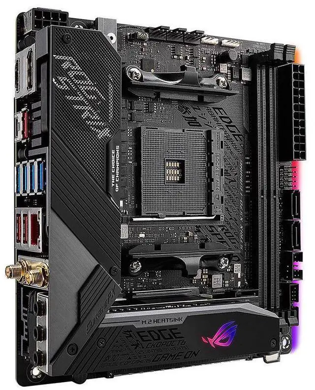 Alt view image 6 of 10 - ASUS ROG Strix X570-I Gaming, X570 Mini-ITX Gaming Motherboard, AMD Ryzen 3000 with PCIe 4.0, WiFi 6 (802.11ax), Intel Gigabit Ethernet, SATA 6Gb/s