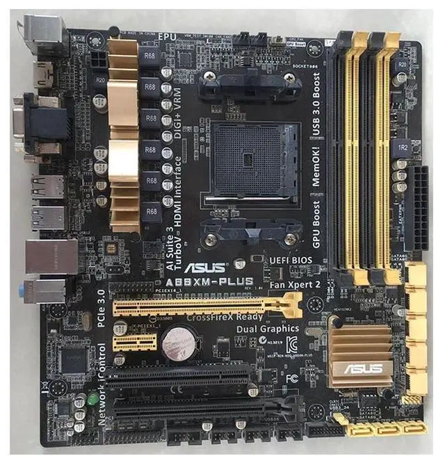 Alt view image 4 of 6 - ASUS A88XM-PLUS Socket FM2/FM2+ DDR3 64GB Micro ATX Motherboard