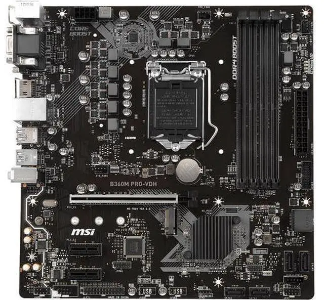 Alt view image 6 of 10 - MSI B360M PRO-VDH Intel B360 LGA 1151 DDR4 64GB Micro ATX Motherboard