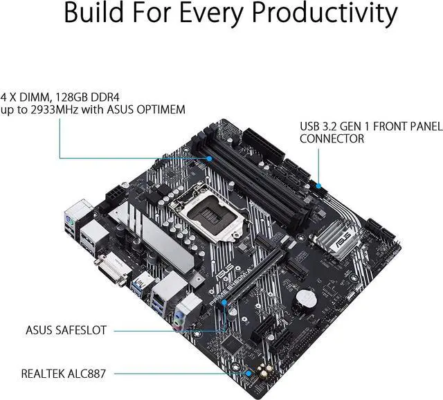 Alt view image 9 of 10 - ASUS PRIME B460M-A LGA 1200 Micro ATX Intel Motherboard