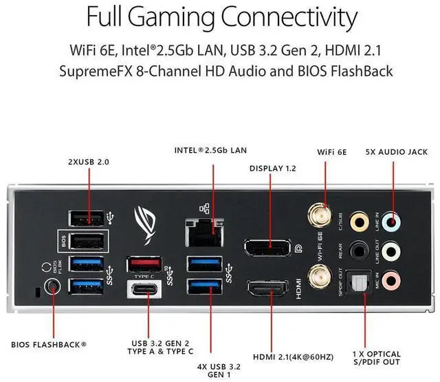 Alt view image 10 of 13 - Asus ROG Strix B550-F Gaming WiFi II AMD AM4 (3rd Gen Ryzen) ATX Gaming Motherboard (PCIe 4.0,WiFi 6E, 2.5Gb LAN, BIOS Flashback, HDMI 2.1, Addressable Gen 2 RGB Header and Aura Sync)