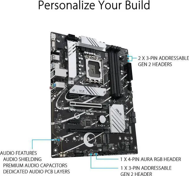 Alt view image 6 of 8 - ASUS PRIME B760-PLUS D4 Intel LGA 1700 B760 ATX M.2 Desktop Motherboard B