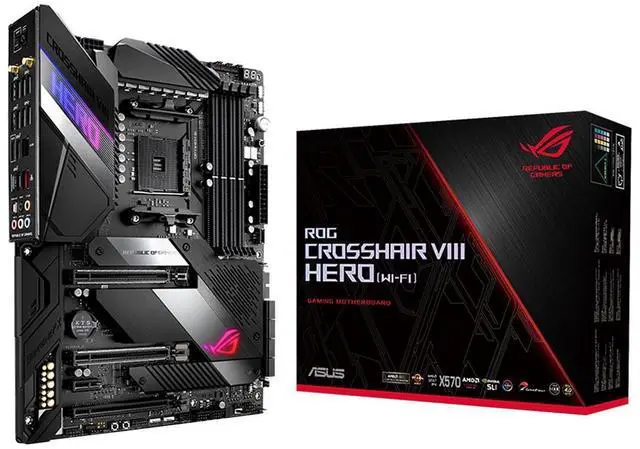 Alt view image 8 of 10 - ASUS AMD AM4 ROG X570 Crosshair VIII Hero (Wi-Fi) ATX Motherboard with PCIe 4.0, Dual M.2, SATA 6Gb/s, USB3.2 Gen 2, 2.5Gbps LAN, WiFi 6