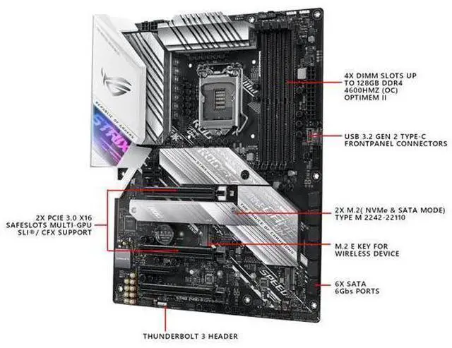 Alt view image 9 of 11 - ASUS ROG STRIX Z490-A GAMING LGA 1200 (Intel 10th Gen) Intel Z490 SATA 6Gb/s ATX Intel Motherboard (12+2 Power Stages, DDR4 4600, Intel 2.5Gb Ethernet, USB 3.2 Gen 2, AURA Sync)