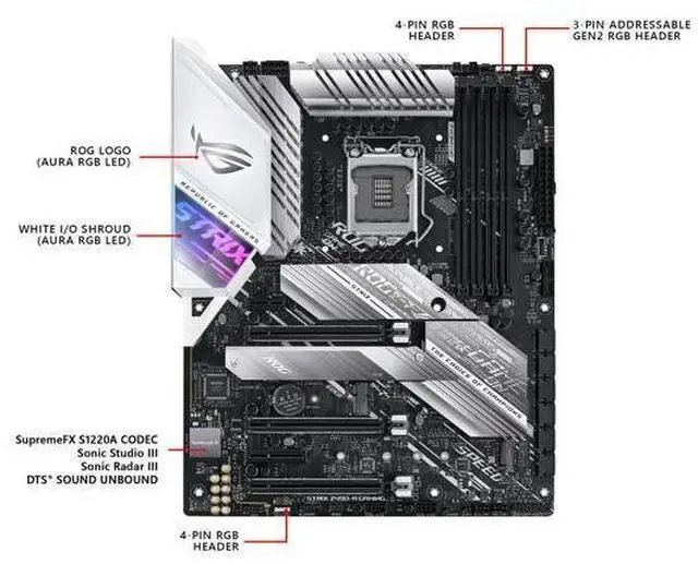 Alt view image 11 of 11 - ASUS ROG STRIX Z490-A GAMING LGA 1200 (Intel 10th Gen) Intel Z490 SATA 6Gb/s ATX Intel Motherboard (12+2 Power Stages, DDR4 4600, Intel 2.5Gb Ethernet, USB 3.2 Gen 2, AURA Sync)