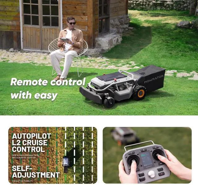 Alt view image 5 of 6 - Mowrator Remote Control Lawn Mower S1 2WD 56V12Ah, Robot Lawn Mower Multi-Functions With 1.5-4.3 Inch Cutting Height 21 Inch Real Blade, Robotic Lawn Mower For 45% Slope(24°) With Mowing 0.75 Acres