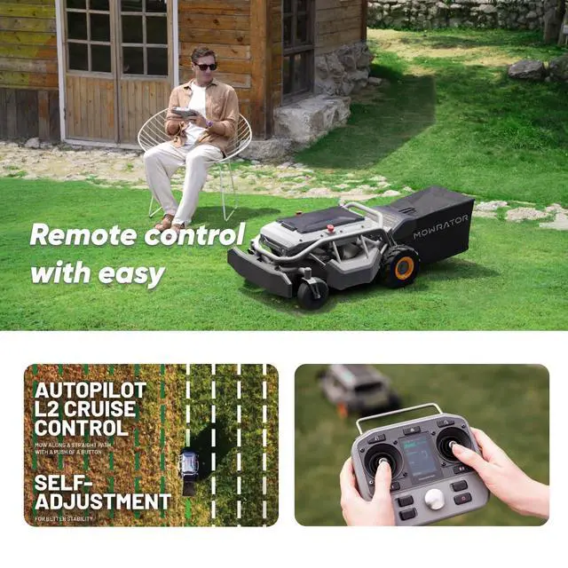 Alt view image 7 of 7 - Mowrator Remote Control Lawn Mower S1 2WD 56V18Ah, Robot Lawn Mower Multi-Functions With 1.8-4.6 Inch Cutting Height 21 Inch Real Blade, Robotic Lawn Mower For 45% Slope(24°) With Mowing 1.12 Acres