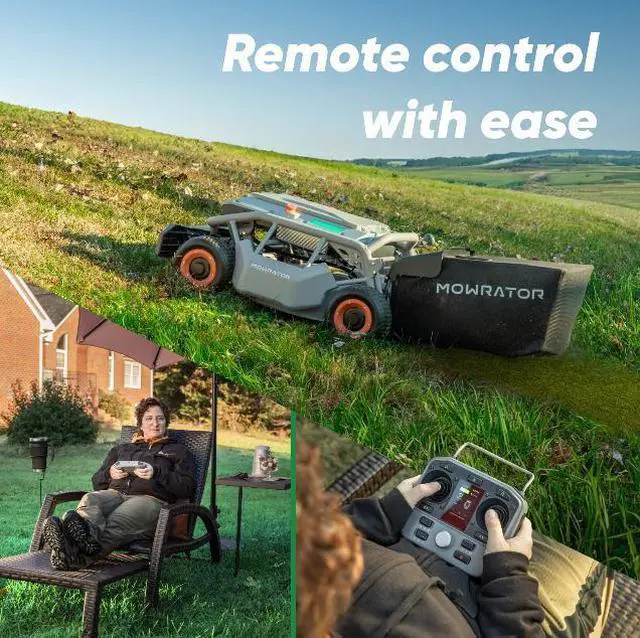 Alt view image 4 of 7 - Mowrator Remote Control Lawn Mower S1 4WD 56V18Ah 85° Slope(Wide Wheels Version), Multi-Functions RC Lawn Mower with 1.5-4.3 Inch Cutting Height 21 Inch Real Blade with Mowing 1.12 Acres