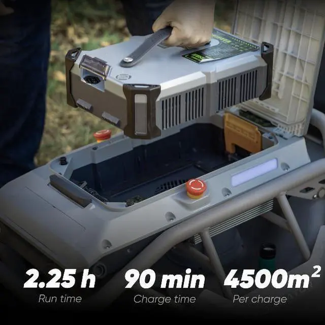 Alt view image 5 of 7 - Mowrator Remote Control Lawn Mower S1 4WD 56V18Ah 85° Slope(Wide Wheels Version), Multi-Functions RC Lawn Mower with 1.5-4.3 Inch Cutting Height 21 Inch Real Blade with Mowing 1.12 Acres