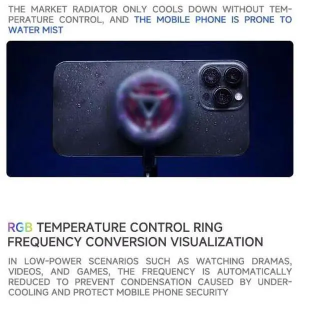 Alt view image 5 of 6 - Flydigi B7X Cellphone Cooler Frequency Conversion Super Heat Dissipation Magnetic Radiator RGB Light For Iphone Ipad Android