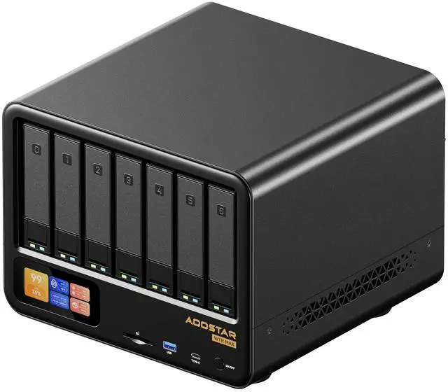 Main image of AOOSTAR WTR MAX 11 Bay Mini Desktop NAS PC, Ryzen 7 PRO 8845HS NAS Server No RAM No SSD, 6*2.5"/3.5" SATA HDD, 5*M.2 NVMe Slots, 2*10GbE, 2*2.5GbE, Network Attached Storage