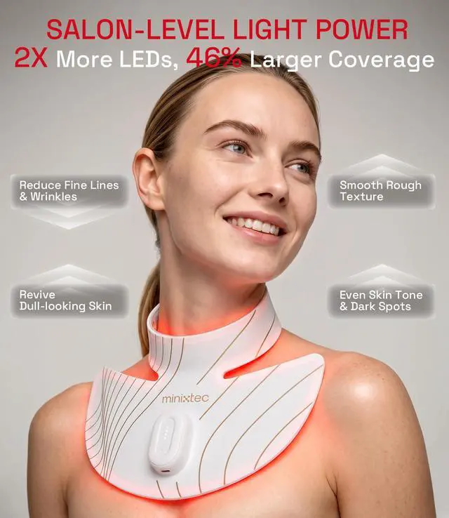 Alt view image 2 of 7 - MINIXTEC Wireless LED Red Light Therapy for Neck, Chest & Back 850nm NIR