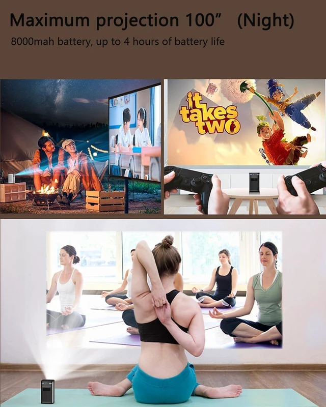 Alt view image 5 of 7 - TV Smart DLP Projector with Wifi and Bluetooth, 1080P FHD Android 9.0 3D Mini Projector with Tripod Home Theater, 2g+32g, Auto 4P Keystone, 1000+ Real Apps, Portable Projectors for Home/Outdoor Movies
