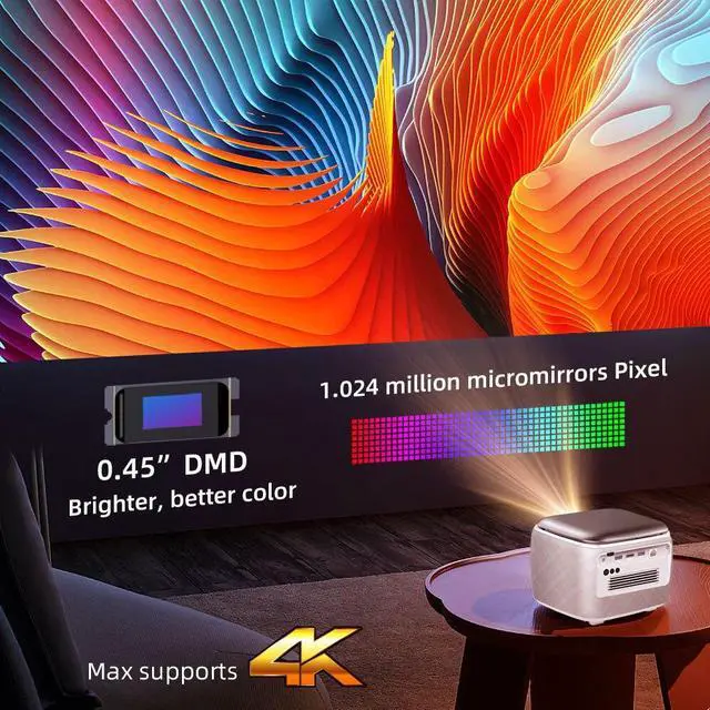 Alt view image 2 of 7 - ETABOX V8 Pro Portable Projector 3D 4K 300inch Cinema AI Auto Focus Smart Android WiFi LED Mini DLP 1080P