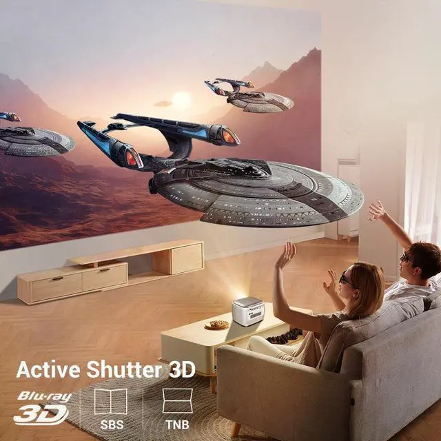 Alt view image 6 of 7 - ETABOX V8 Pro Portable Projector 3D 4K 300inch Cinema AI Auto Focus Smart Android WiFi LED Mini DLP 1080P