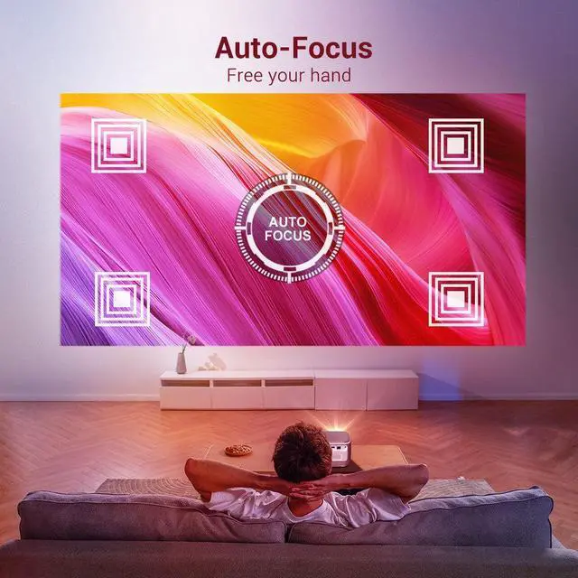 Alt view image 5 of 7 - ETABOX V8 Pro Portable Projector 3D 4K 300inch Cinema AI Auto Focus Smart Android WiFi LED Mini DLP 1080P