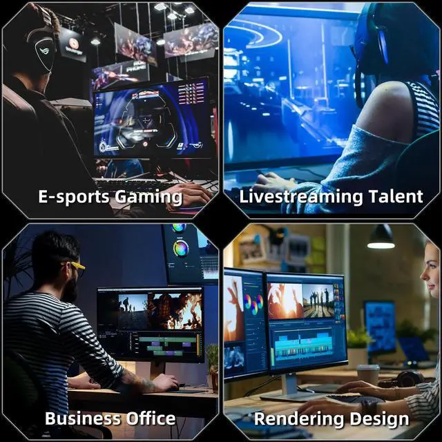 Alt view image 4 of 7 - Gaming PC Desktop Computer, AMD Ryzen 5 5500 up to 4.2GHz, Radeon RX 550 4GB, 16G DDR4 RAM, 1TB NVME SSD, WiFi 5.0, Prebuilt Gaming PC Tower Computer with RGB Fan