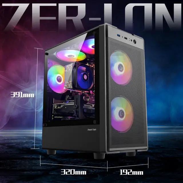 Alt view image 6 of 7 - ZER-LON Gaming PC Desktop Computer, Intel Core I5-14400F up to 4.7 GHz, GTX 1660 Super 6G, 16G DDR4 RAM, 1TB NVME SSD, WiFi 5.0, Prebuilt Gaming PC Tower Computer with RGB Fan