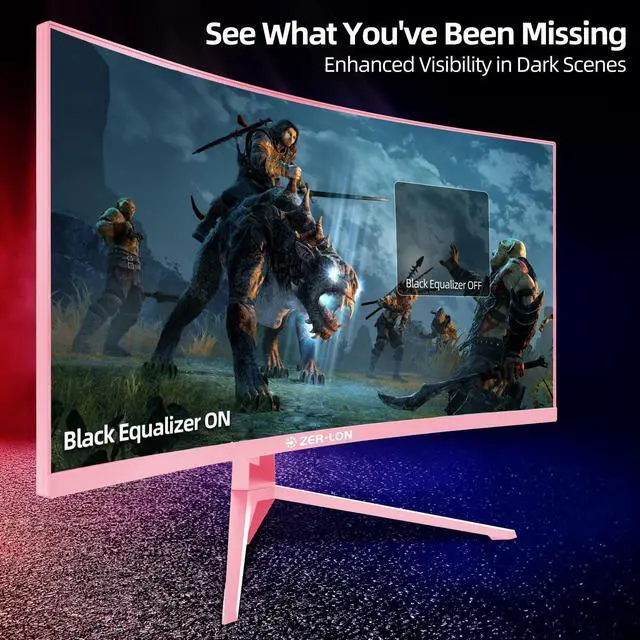 Alt view image 6 of 7 - ZER-LON 34 inch Ultrawide Curved Gaming Monitor, 21:9 WQHD 3440×1440 165Hz Computer Monitors, 1500R 1ms(MPRT), 125% sRGB, 350nits, FreeSync, HDMI2.0 x2, DP1.4 x2, Wall Mountable/Tilt Adjustable Pink