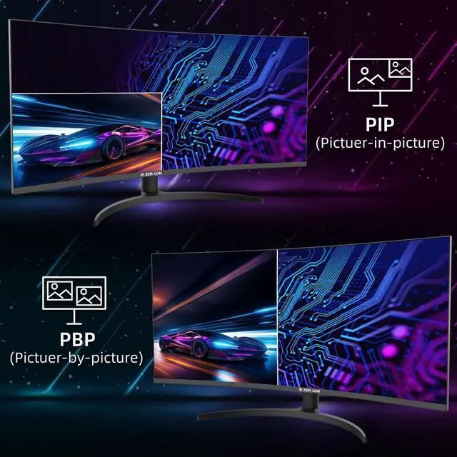 Alt view image 4 of 7 - 34 Inch Curved Gaming Monitor, 3440x1440 165Hz Ultrawide Computer Monitor, Tilt/Height/Pivot Adjustment, HDR400 1500R -PIP 1ms(MPRT) 99% sRGB, DCI-P3 95%, HDMI2.0 X2, DP1.4 X2 Port