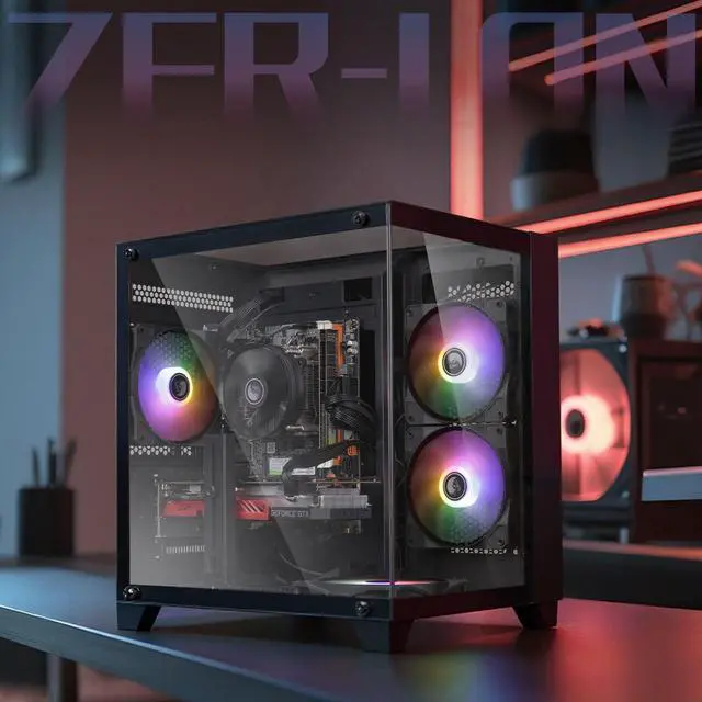 Alt view image 6 of 6 - ZER-LON Gaming PC Desktop Computer, Intel Core I7-7700 up to 4.2 GHz, RTX 4060 8G, 16G DDR4 RAM, 1TB NVME SSD, WiFi 5.0, Prebuilt Gaming PC Tower Computer with RGB Fan x 5