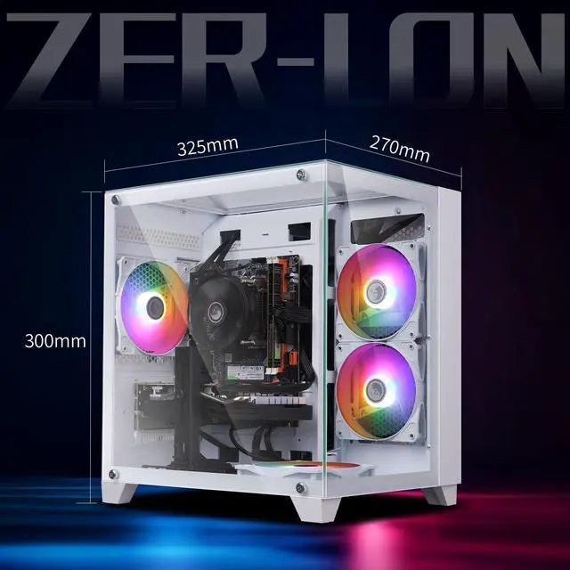 Alt view image 5 of 6 - Gaming PC Desktop Computer, AMD Ryzen 5 5500 up to 4.2GHz, RTX 4060 8G, 16G DDR4 RAM, 1TB NVME SSD, WiFi 5.0, Prebuilt Gaming PC Tower Computer with RGB Fan x 5