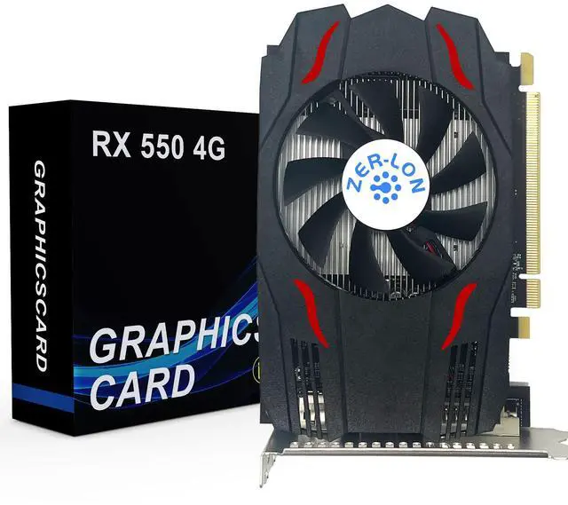 Main image of ZER LON Radeon RX 550 Graphics Card, 4GB GDDR5 128 Bit 1183MHz DP HDMI DVI-Output GPU, PCIE 3.0 Computer Gpu Support Up to 4K Video Card for Office and PC Gaming